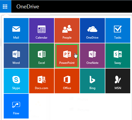 Interface in PowerPoint Online