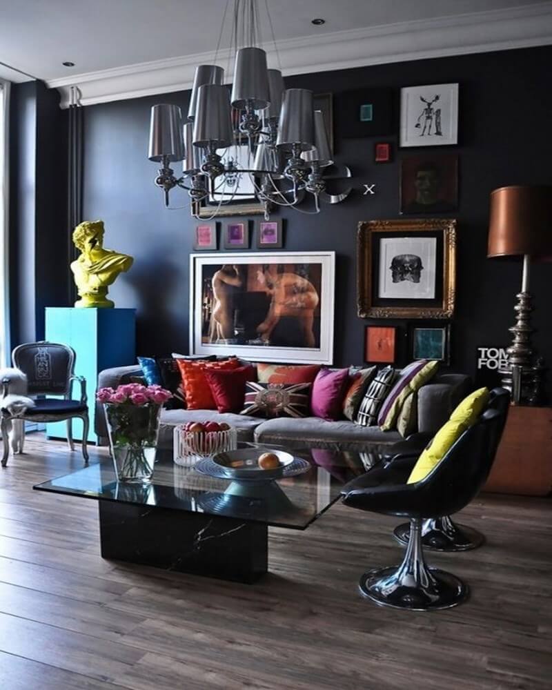 10 Stylish Dark Living Room Interior Design Ideas - Interior Idea
