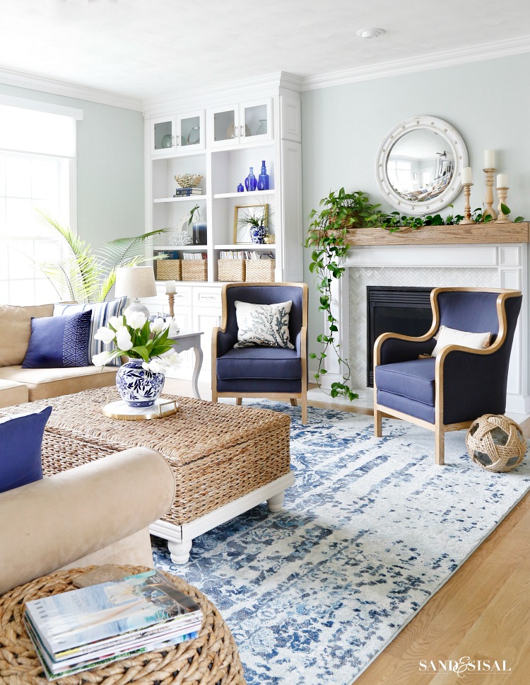 White And Blue Living Room