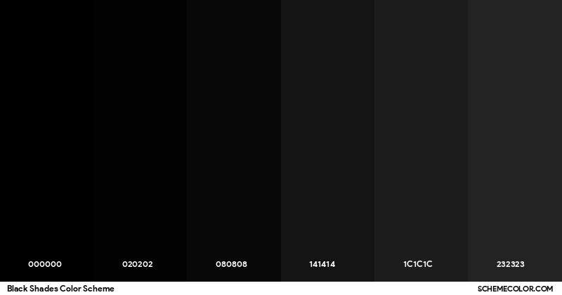 Black Shades Color Scheme - Palettes - SchemeColor.com