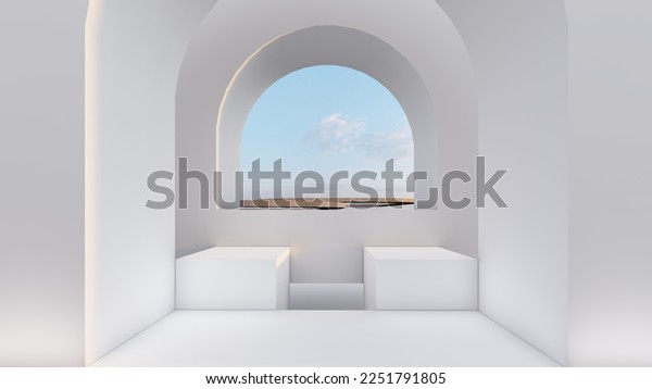 Architecture Interior Background Room Arched Window Stock Illustration ...