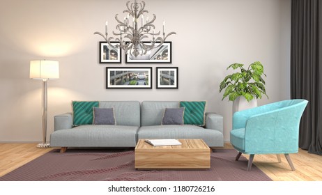 Stylish Retro Interior Living Room Design Stock Photo 1303182742 ...