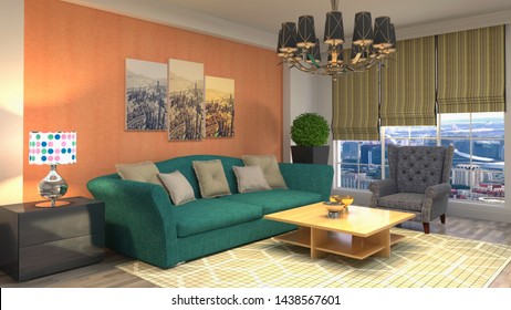 Modern Living Room Interior Decorated Vintage Stock Photo 195993875 ...