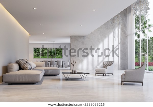 Modern Style Luxury White Living Room Stock Illustration 2255055215 ...