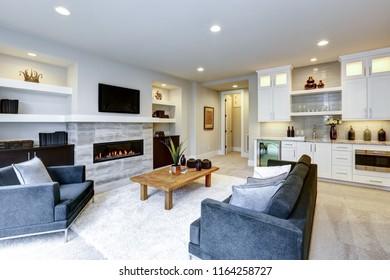 Beautiful Modern Living Room Interior Stone Stock Photo 1164258727 ...