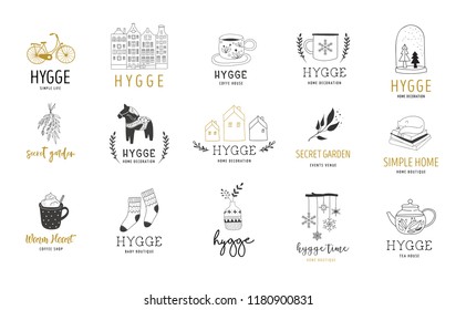 Nordic Scandinavian Winter Elements Hygge Concept Stock Vector (Royalty ...