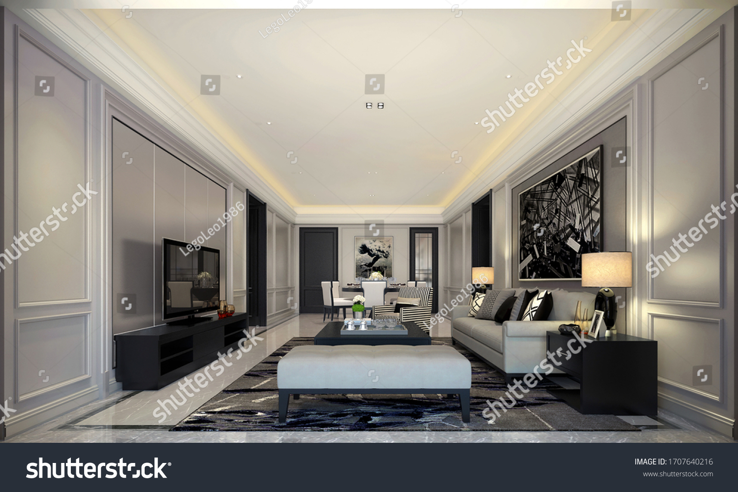 Asian Style Modern Living Room Interior Stock Illustration 1707640216 ...