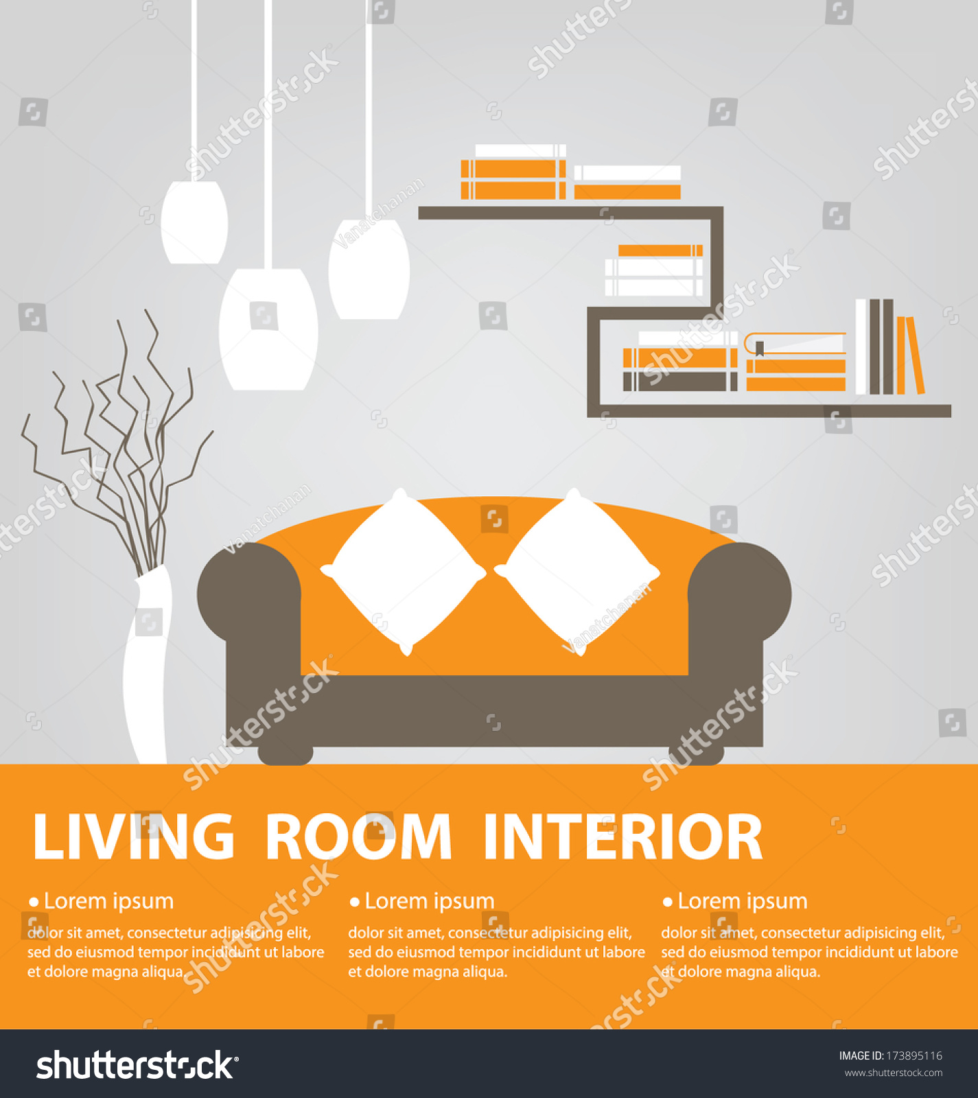 Living Room Vector Illustration Stock Vector (Royalty Free) 173895116 ...