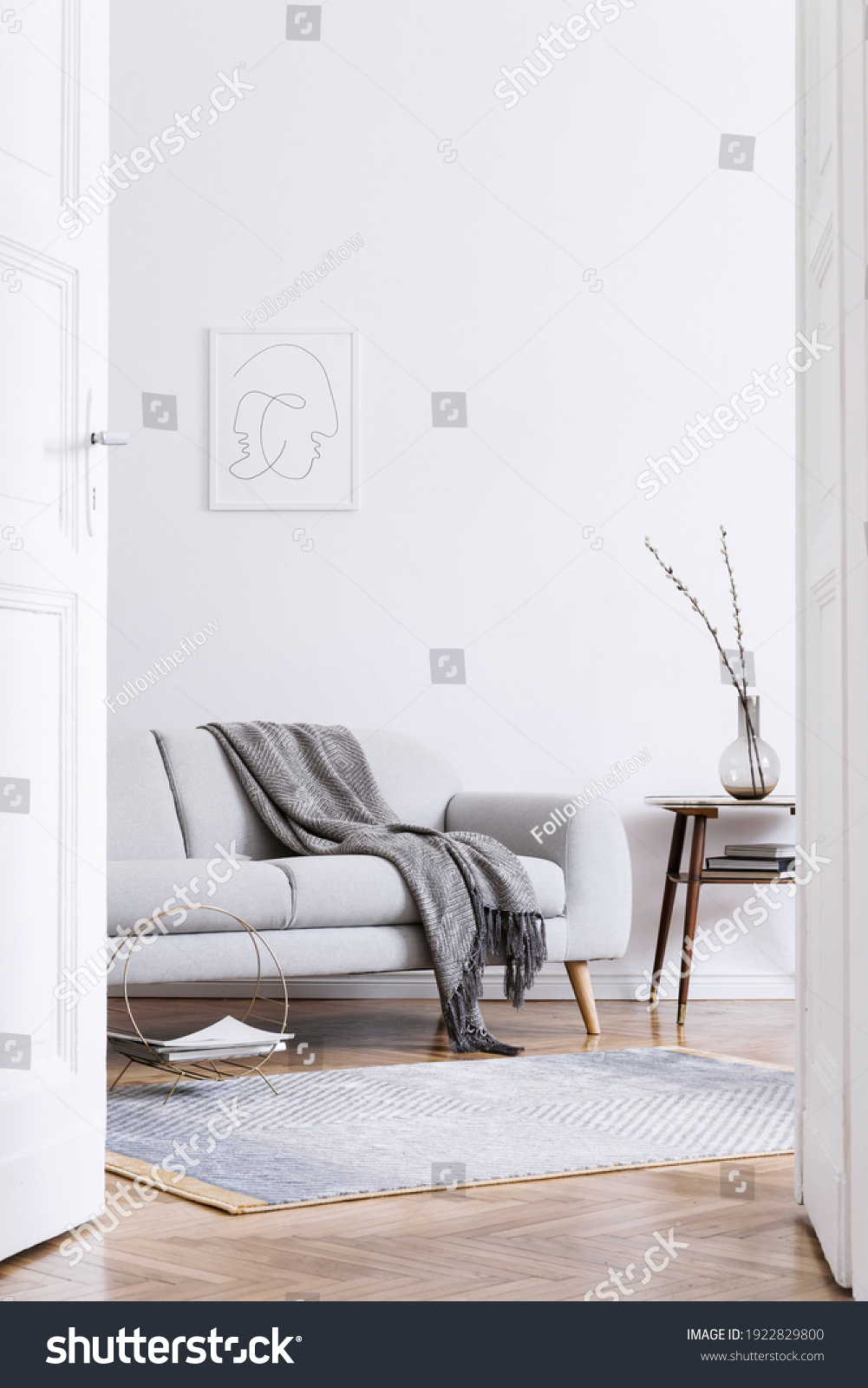 Stylish Scandinavian Interior Living Room Design Stock Photo 1922829800 ...
