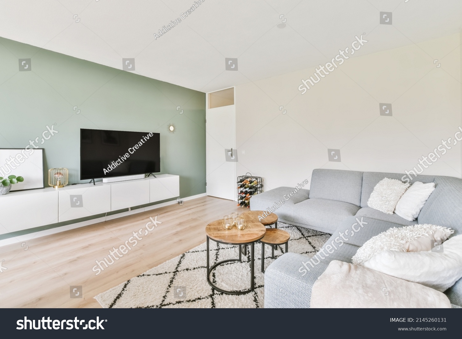 Interior Contemporary Living Room Pastel Colors Stock Photo 2145260131 ...