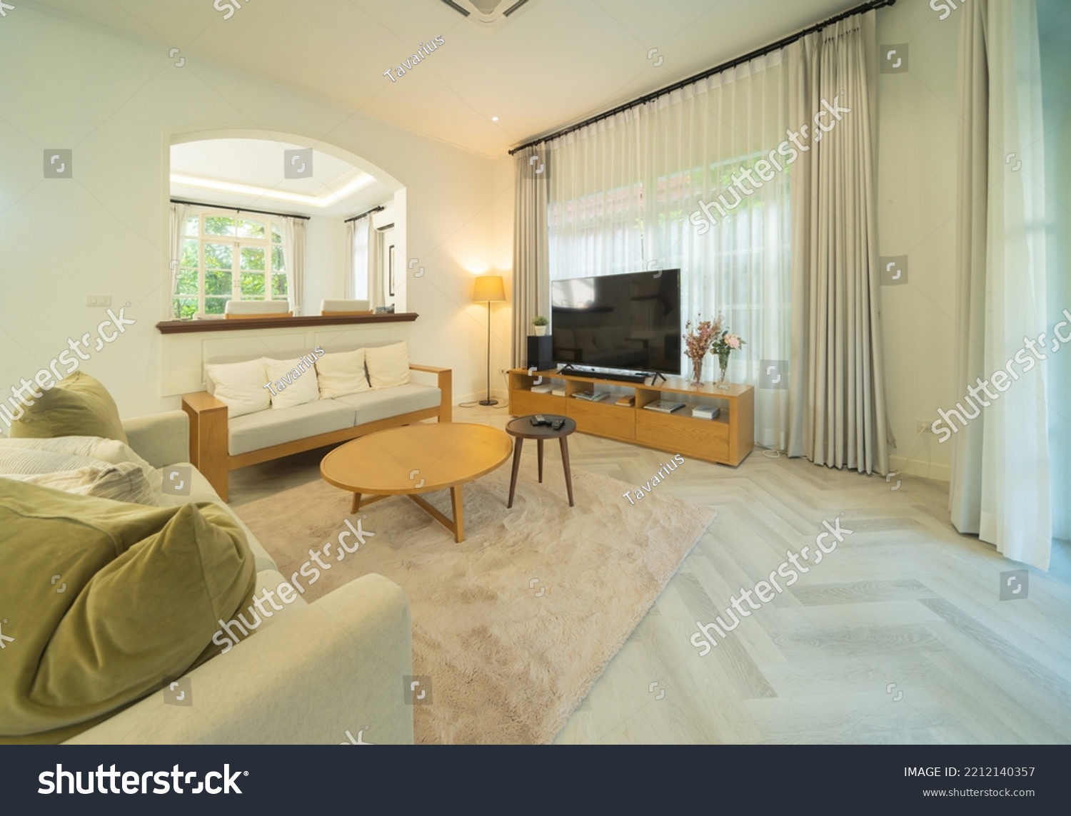 White Luxury Modern Living Room Interior Stock Photo 2212140357 ...