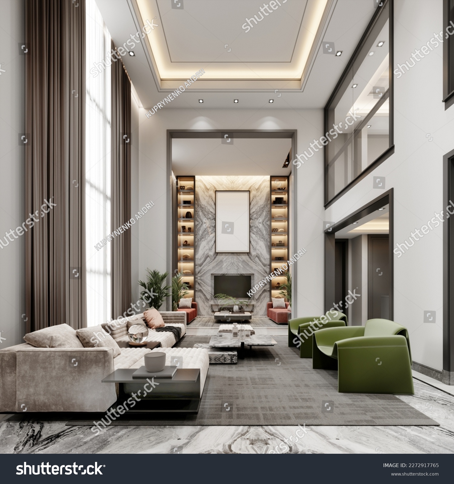 Luxurious Living Room High Ceilings Large Stock Illustration 2272917765 ...
