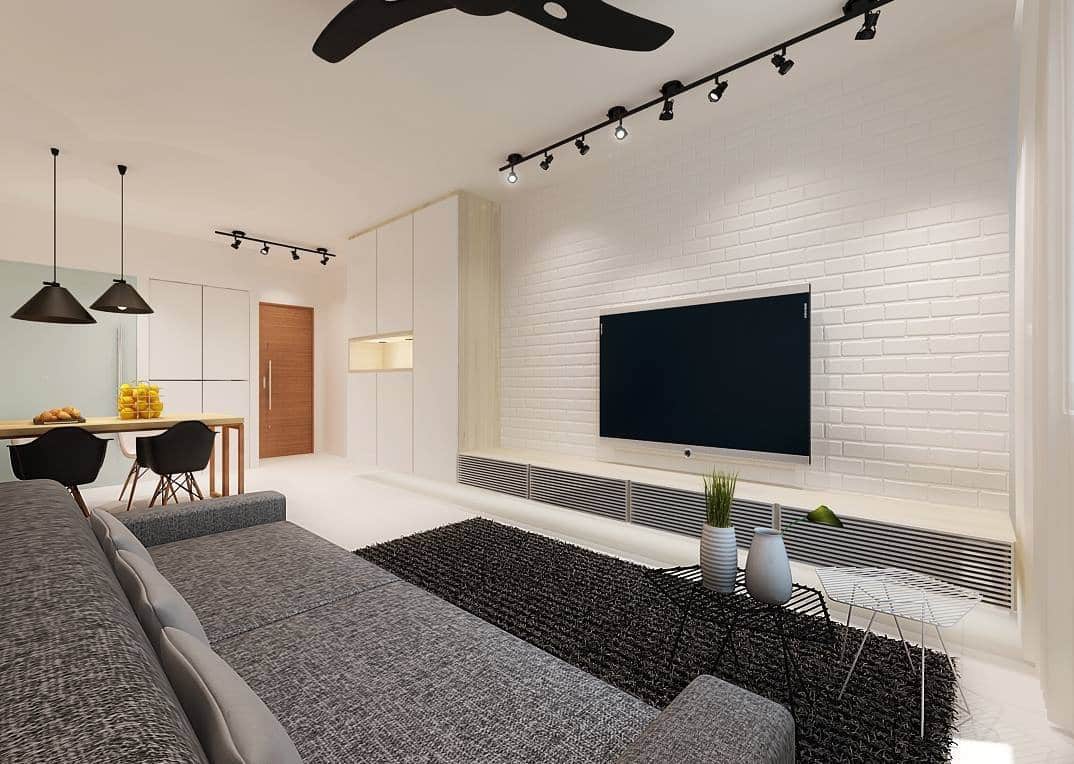 Brick Wall in the Living Room Stylish Interior - Small Design Ideas