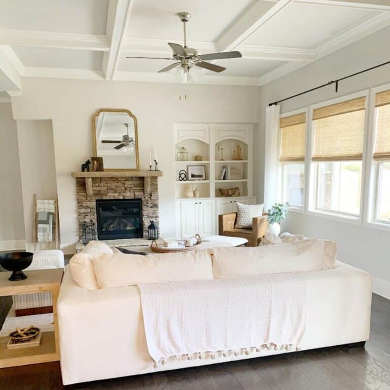 Living Room with Natural Stone Fireplace - Soul & Lane