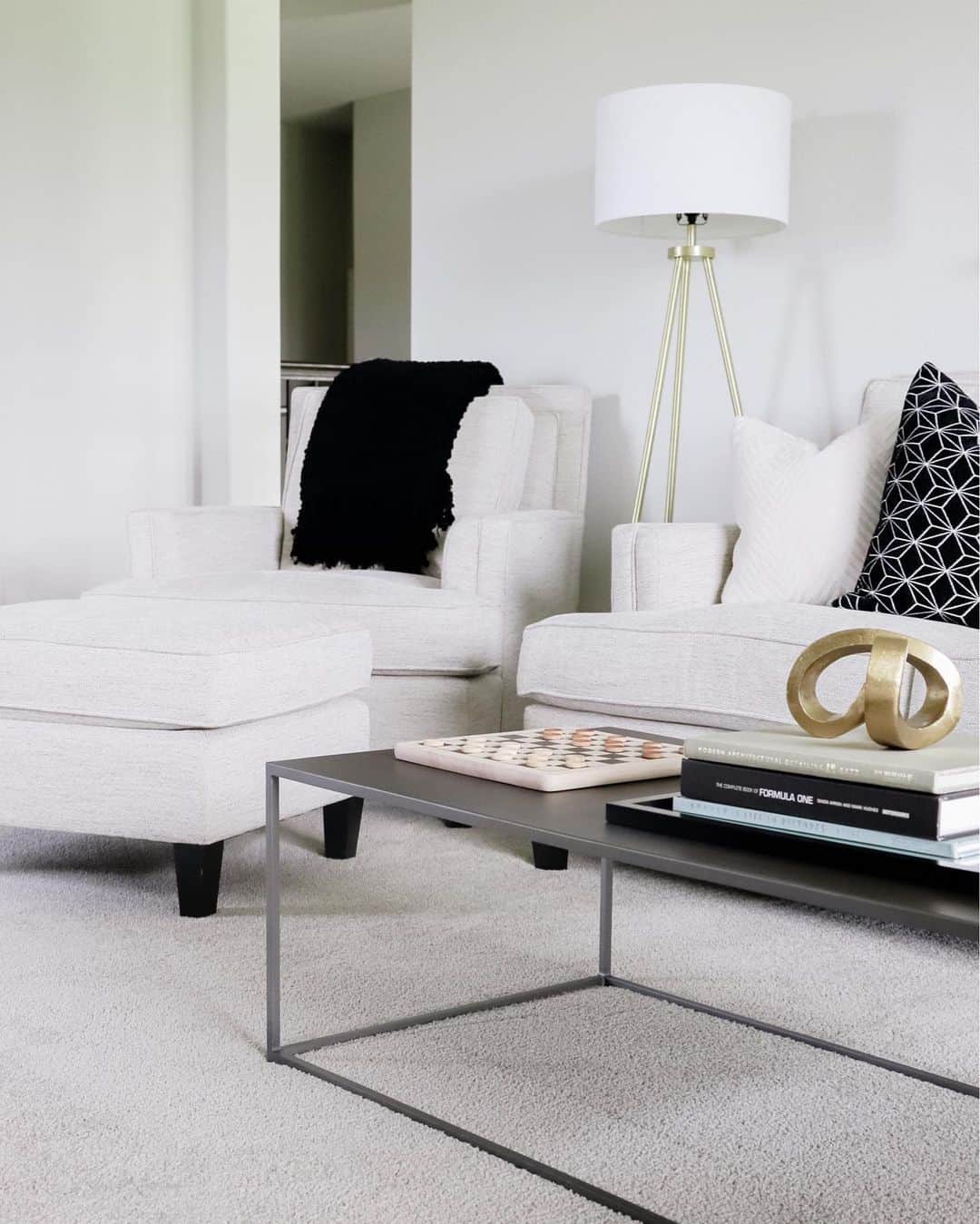 White Living Room With Black Accents - Soul & Lane