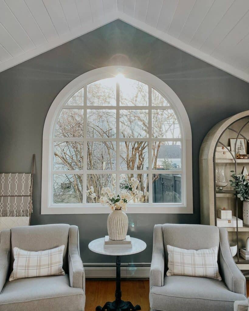 Contemporary Modern Living Room With Large Arched Window - Soul & Lane
