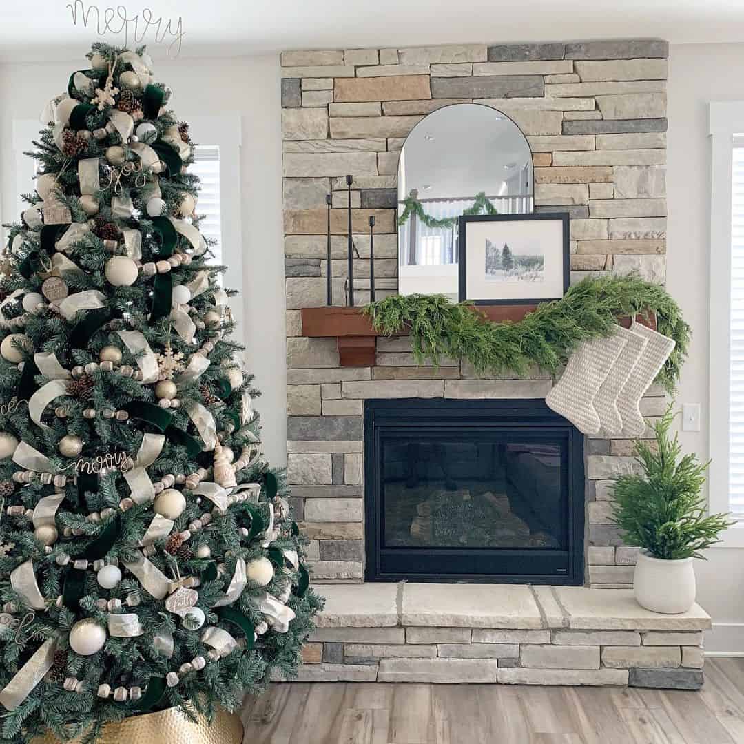 Living Room With Stone Fireplace - Soul & Lane