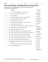Life Science Test: Characteristics of Living Things - TeacherVision
