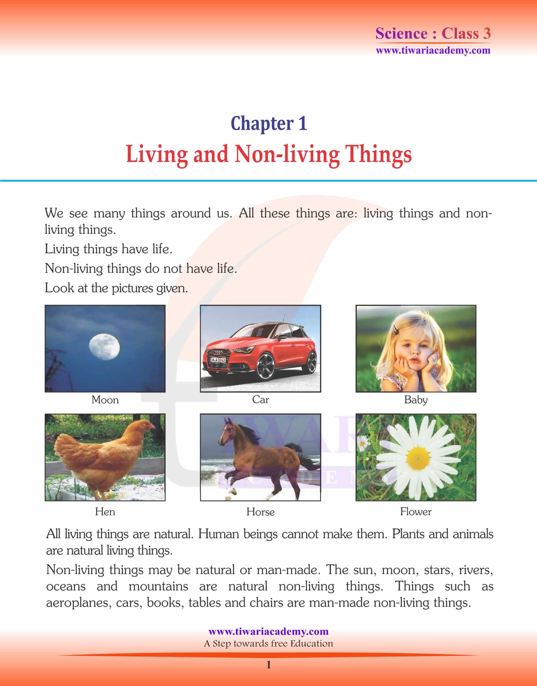 NCERT Solutions for Class 3 Science Chapter 1 Living Non-living Things